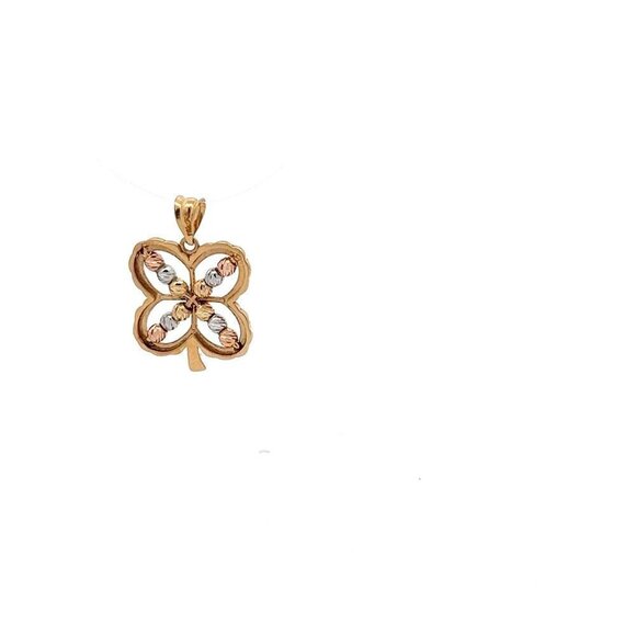18K Gold Pendant Flower Tricolor White Yellow Rose Gold - Picture 8 of 9
